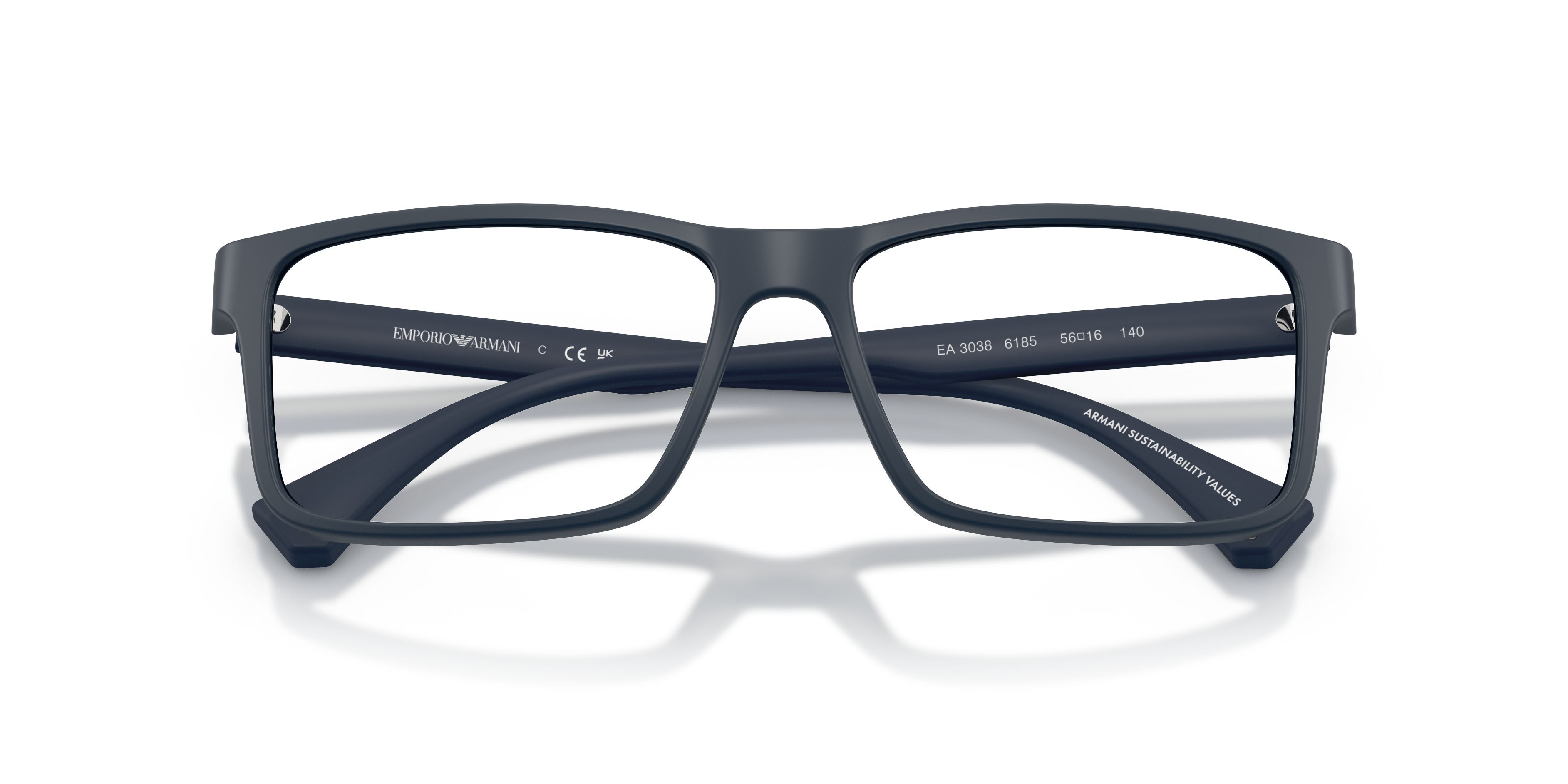 Occhiali da vista Emporio Armani EA 3038 (6185) colore blu opaco forma rettangolare lenti lente demo