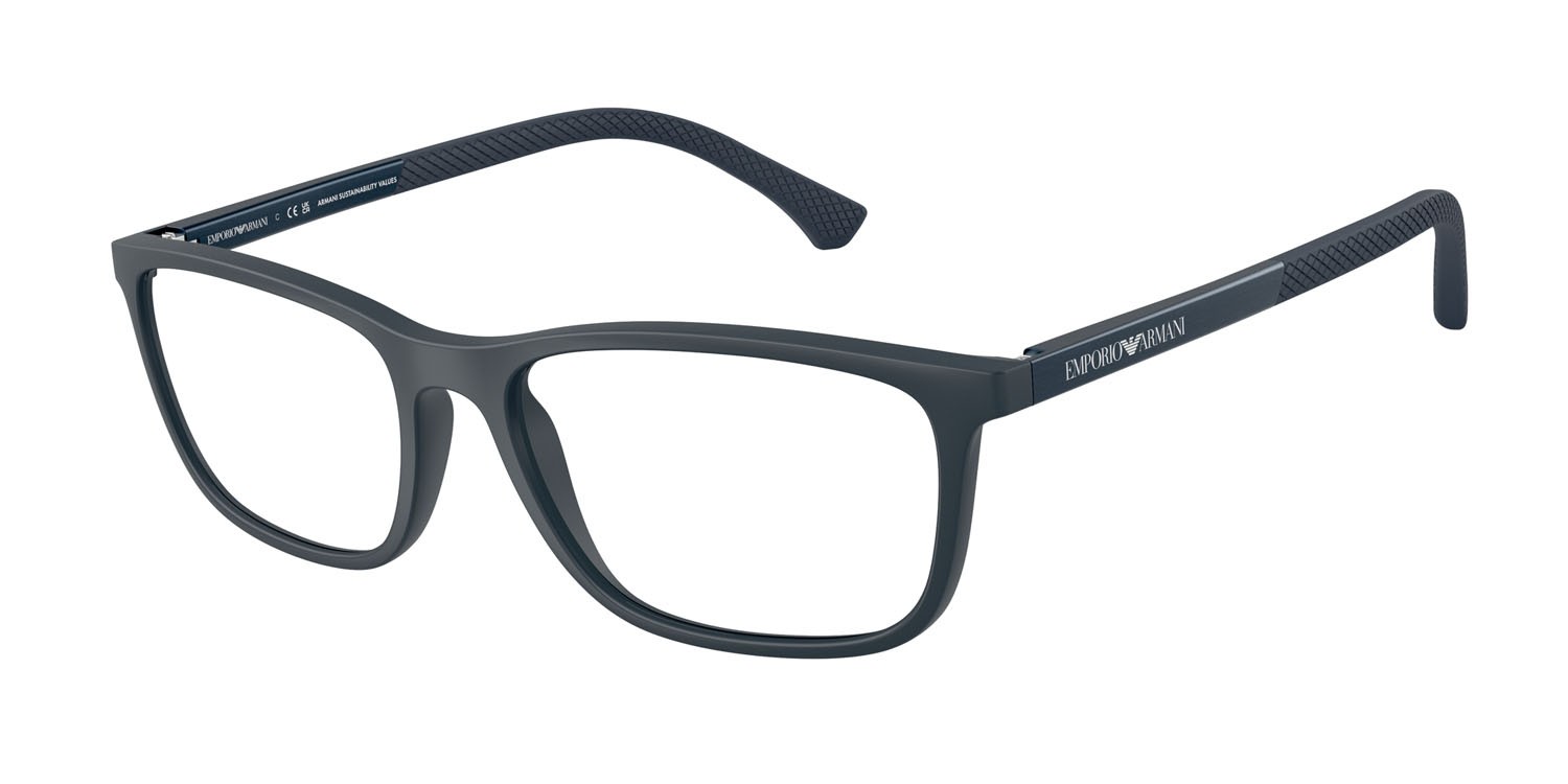 Occhiali da vista Emporio Armani EA 3069 (6189) colore blu opaco forma rettangolare lenti lente demo