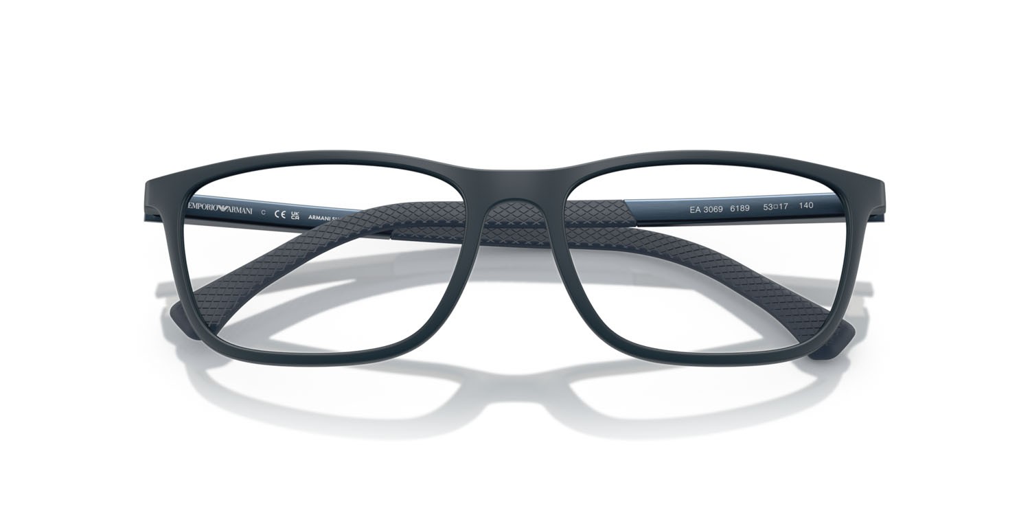 Occhiali da vista Emporio Armani EA 3069 (6189) colore blu opaco forma rettangolare lenti lente demo