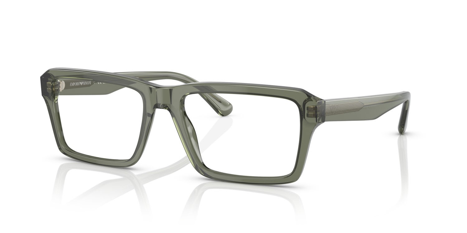 Brillen Emporio Armani EA 3206 (5362) farbe verde trasparente lucido form rechteckig gläser lente demo