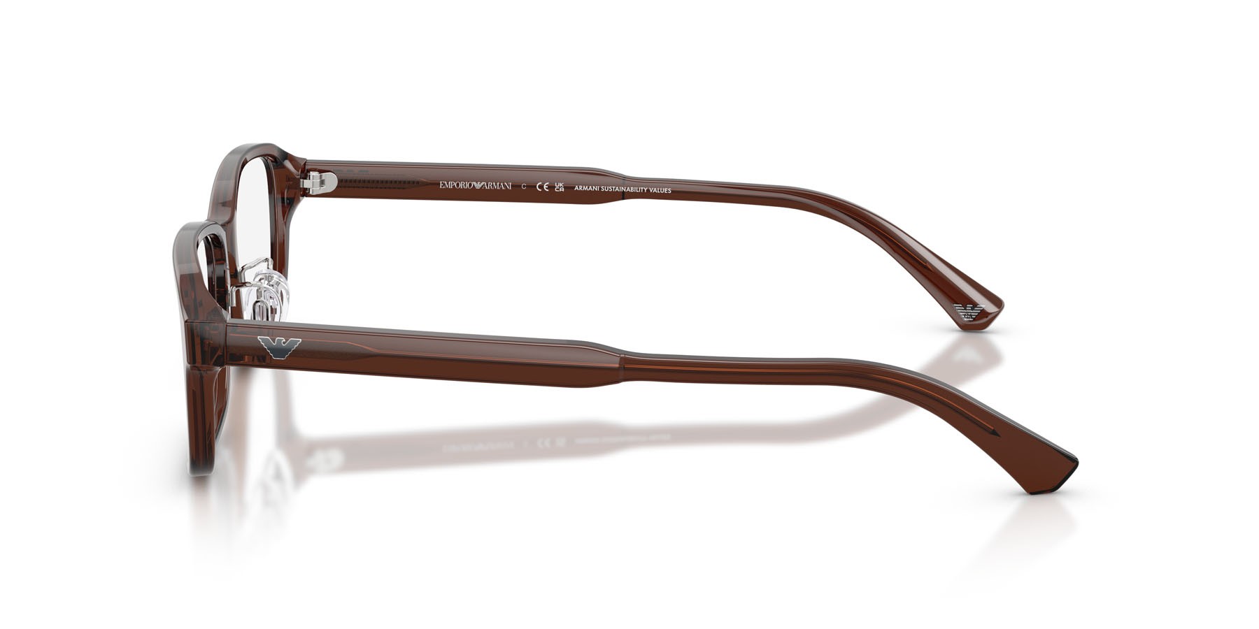 Occhiali da vista Emporio Armani EA 3215D (5307) colore marrone trasparente lucido forma quadrato lenti lente demo