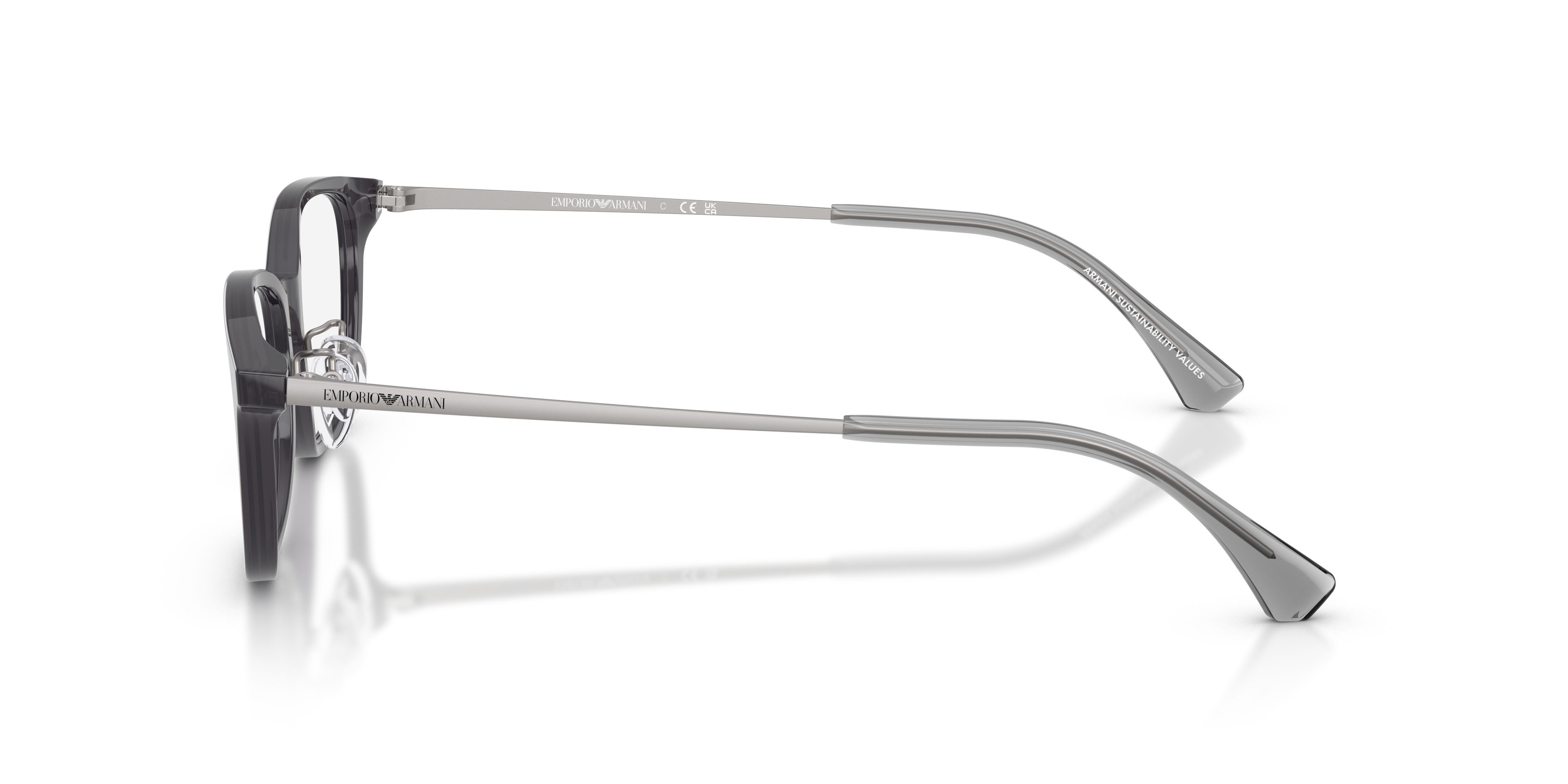 Occhiali da vista Emporio Armani EA 3217D (5029) colore grigio trasparente lucido forma quadrato lenti lente demo