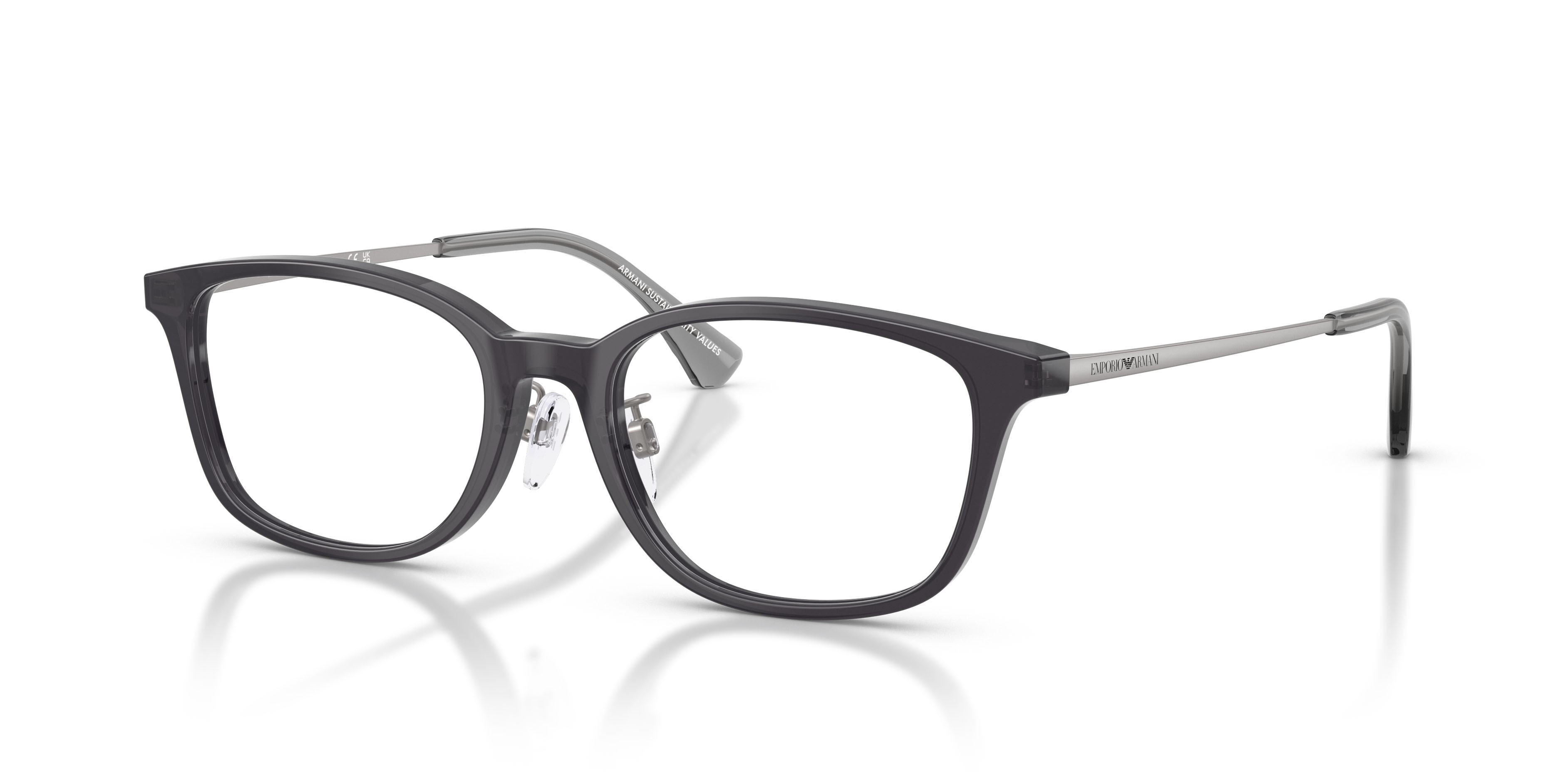 Occhiali da vista Emporio Armani EA 3217D (5029) colore grigio trasparente lucido forma quadrato lenti lente demo