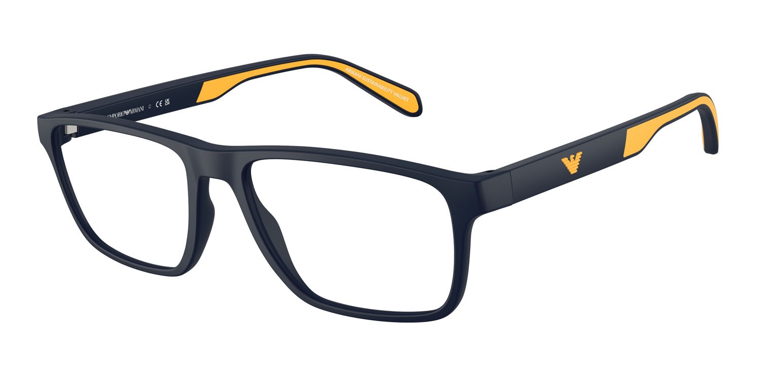 Occhiali da vista Emporio Armani EA 3233 (5088) colore blu opaco forma rettangolare lenti lente demo