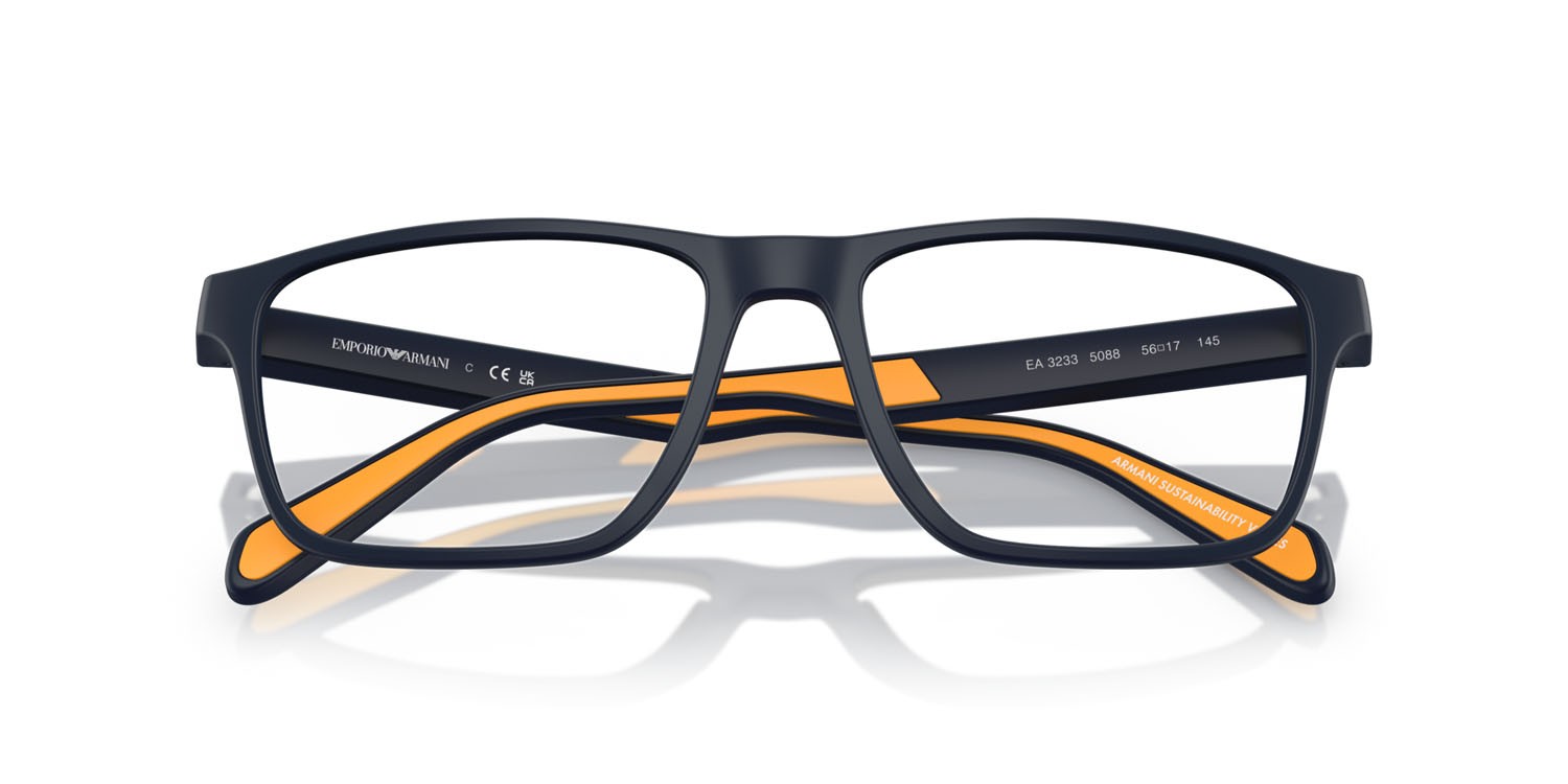 Occhiali da vista Emporio Armani EA 3233 (5088) colore blu opaco forma rettangolare lenti lente demo