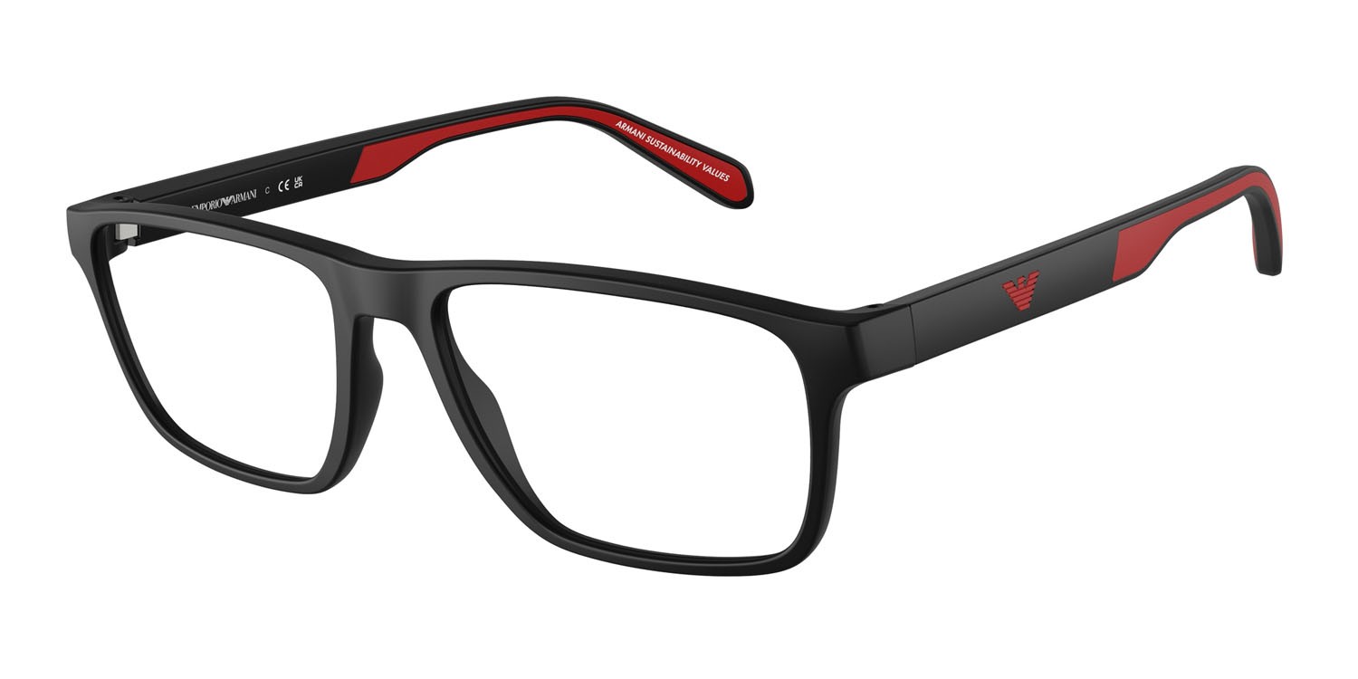 Occhiali da vista Emporio Armani EA 3233 (5997) colore nero opaco forma rettangolare lenti lente demo