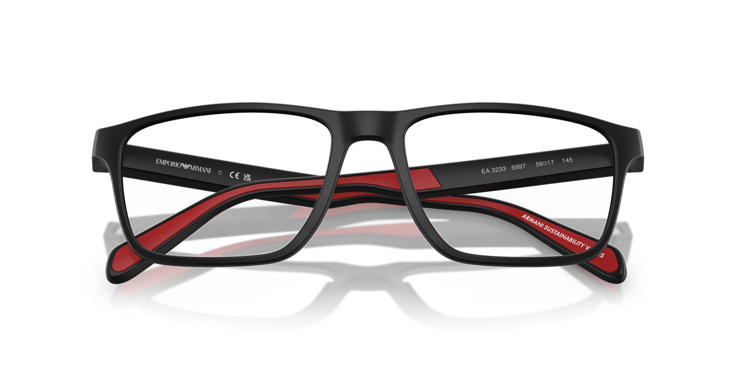Occhiali da vista Emporio Armani EA 3233 (5997) colore nero opaco forma rettangolare lenti lente demo