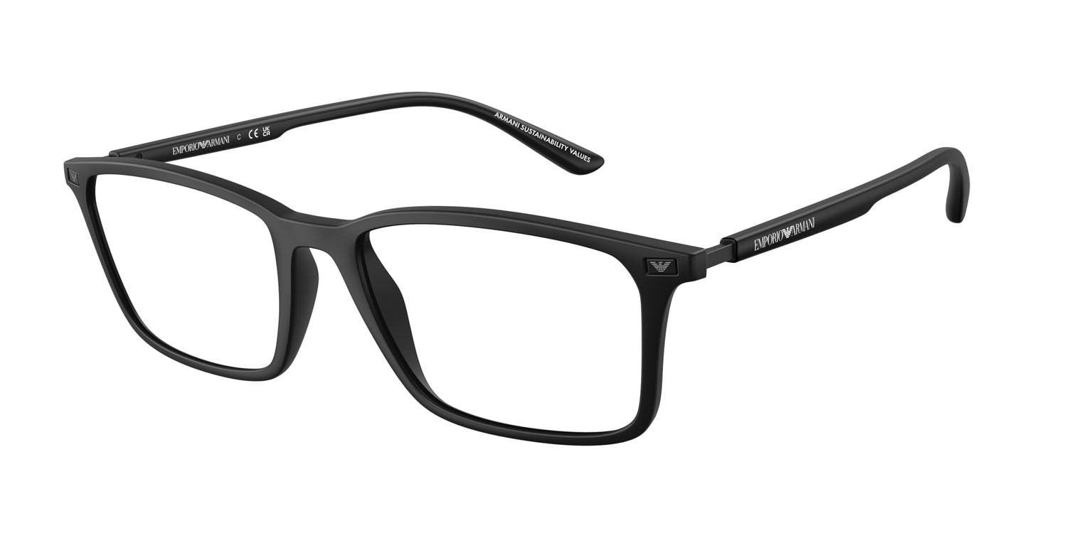 Occhiali da vista Emporio Armani EA 3237 (5001) colore nero opaco forma rettangolare lenti lente demo