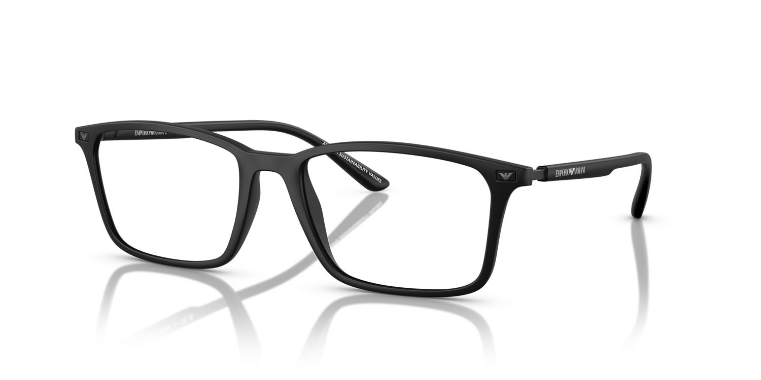 Occhiali da vista Emporio Armani EA 3237 (5001) colore nero opaco forma rettangolare lenti lente demo