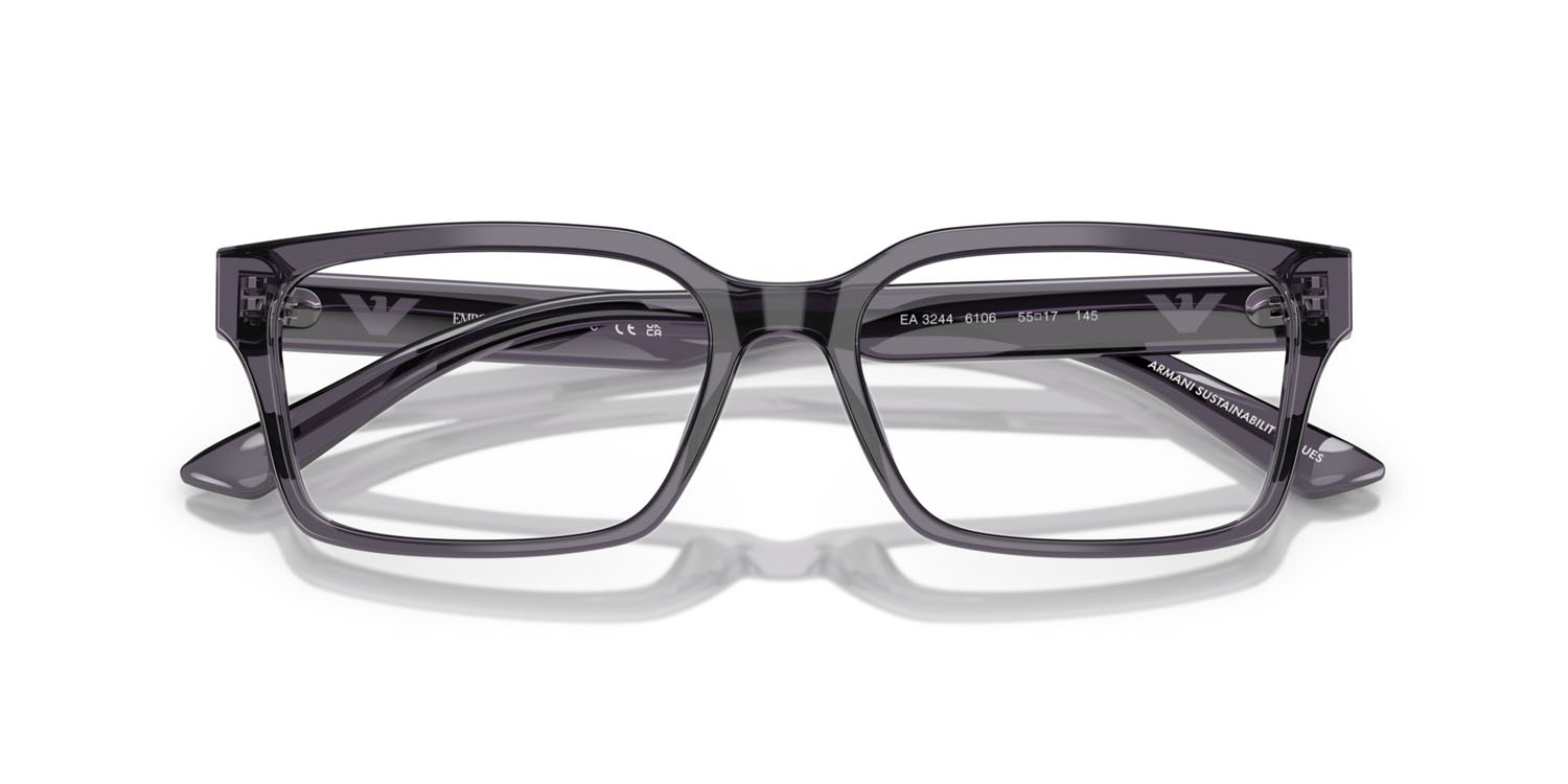 Occhiali da vista Emporio Armani EA 3244 (6106) colore grigio scuro trasparente forma rettangolare lenti lente demo