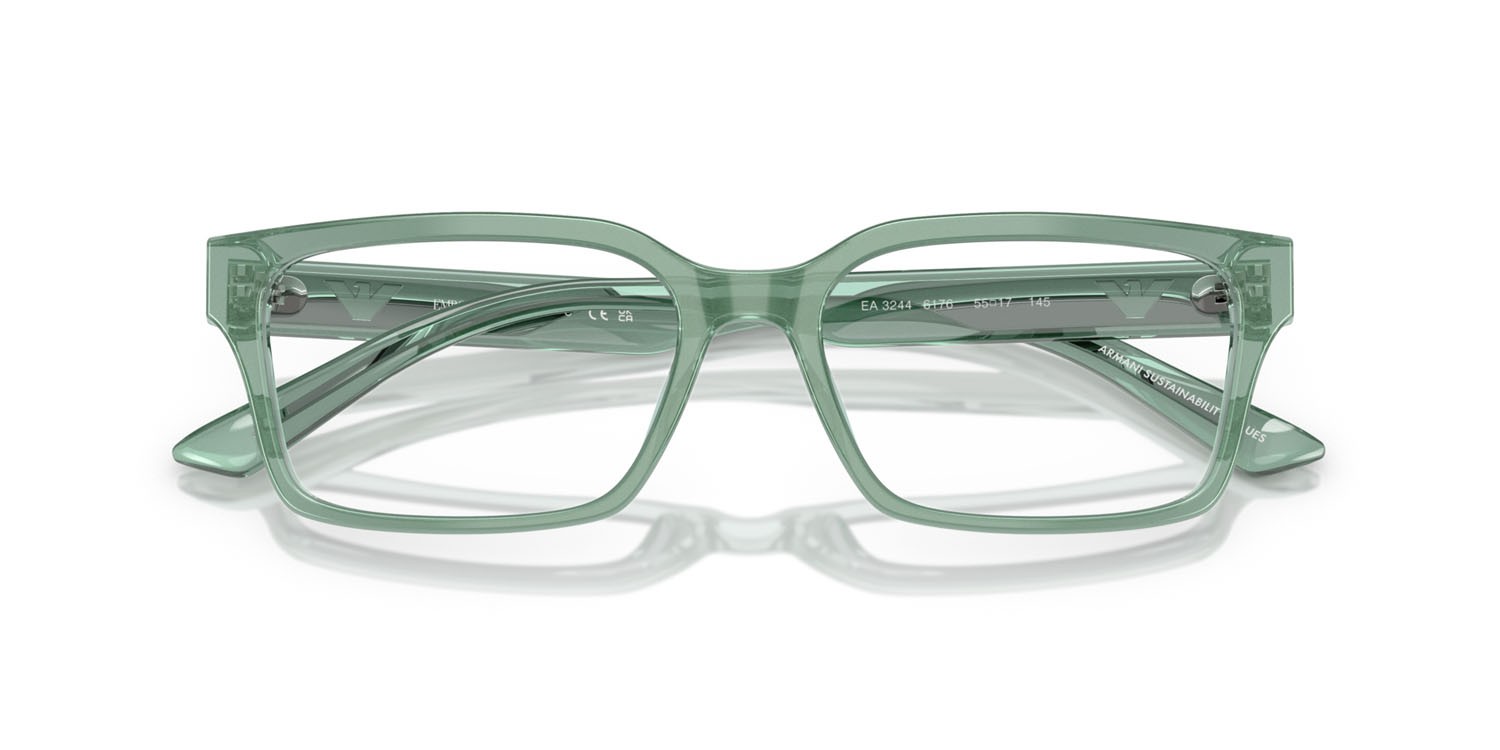 Occhiali da vista Emporio Armani EA 3244 (6176) colore verde iridescente forma rettangolare lenti lente demo