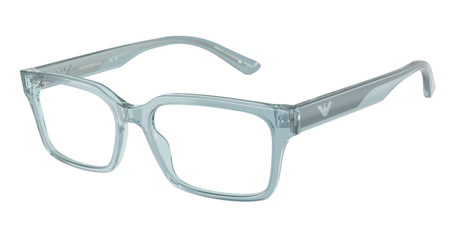 Occhiali da vista Emporio Armani EA 3244 (6178) colore azzurro iridescente forma rettangolare lenti lente demo