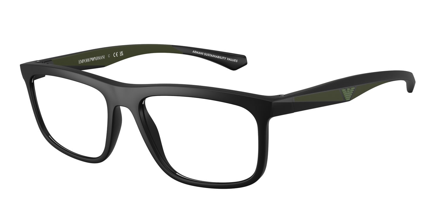 Occhiali da vista Emporio Armani EA 3246 (5001) colore nero opaco forma quadrato lenti lente demo
