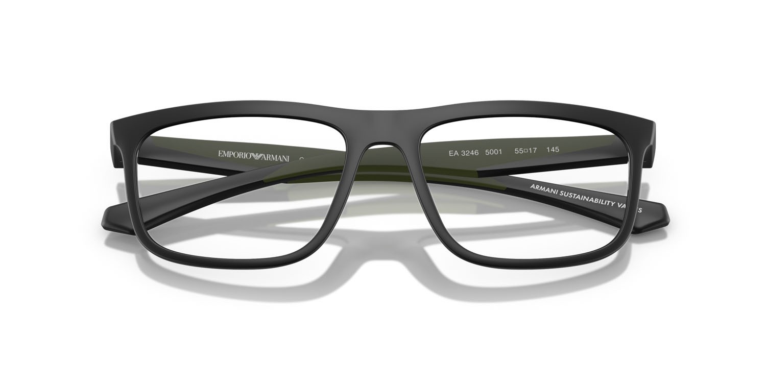 Occhiali da vista Emporio Armani EA 3246 (5001) colore nero opaco forma quadrato lenti lente demo