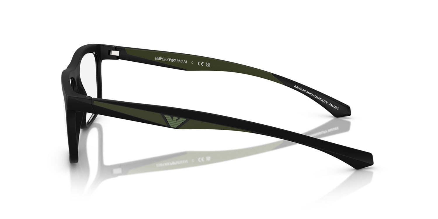 Occhiali da vista Emporio Armani EA 3246 (5001) colore nero opaco forma quadrato lenti lente demo