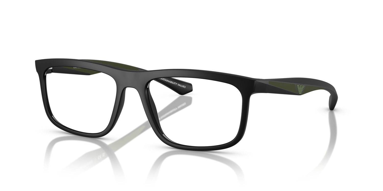 Occhiali da vista Emporio Armani EA 3246 (5001) colore nero opaco forma quadrato lenti lente demo