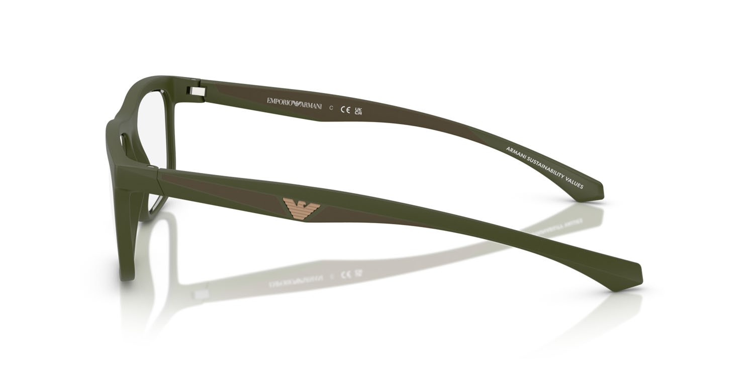 Occhiali da vista Emporio Armani EA 3246 (6184) colore verde opaco forma quadrato lenti lente demo