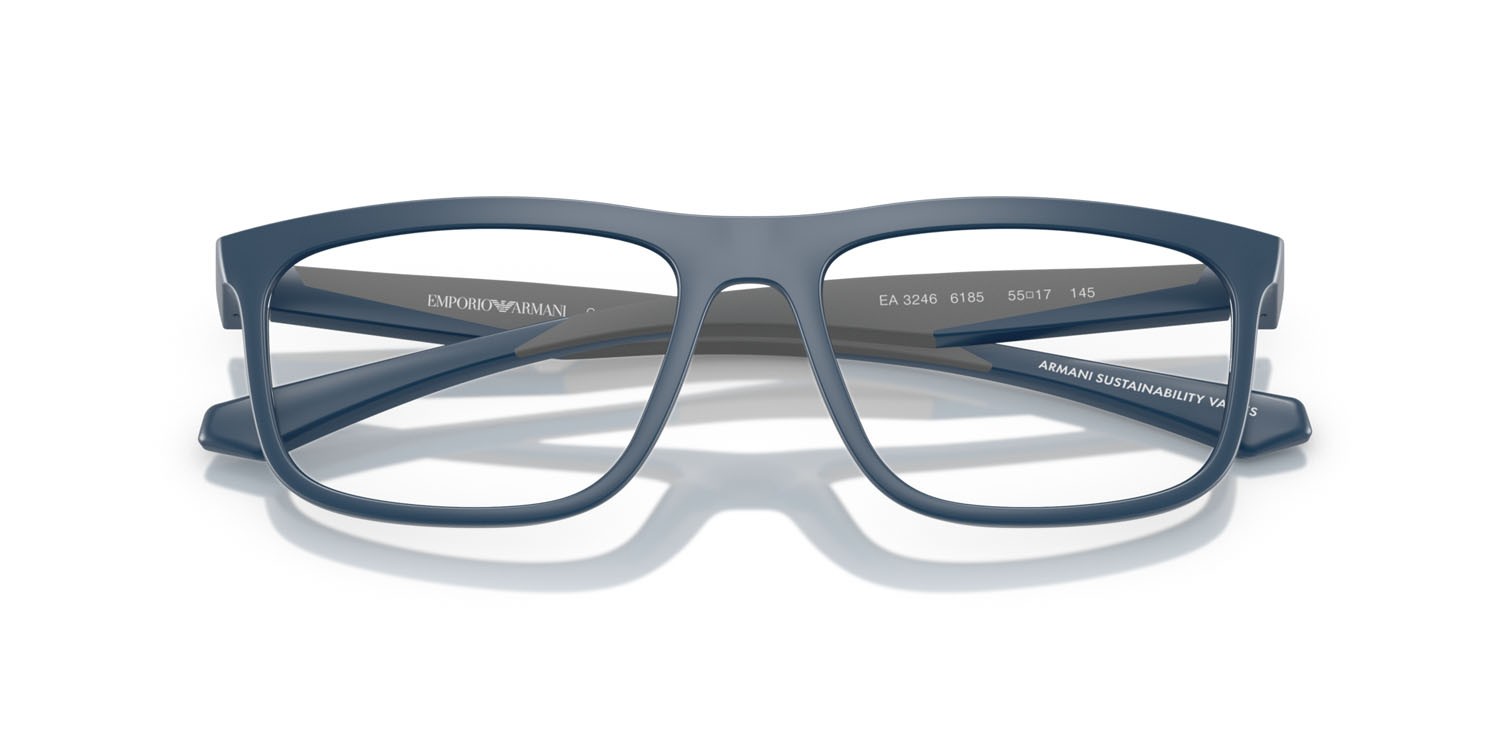 Occhiali da vista Emporio Armani EA 3246 (6185) colore blu opaco forma quadrato lenti lente demo