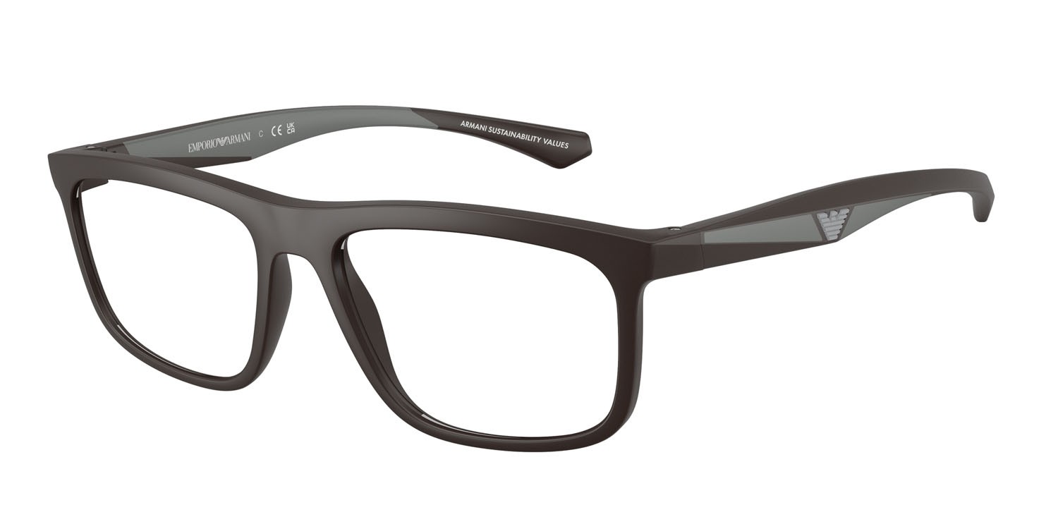 Brillen Emporio Armani EA 3246 (6186) farbe marrone opaco form quadratisch gläser lente demo
