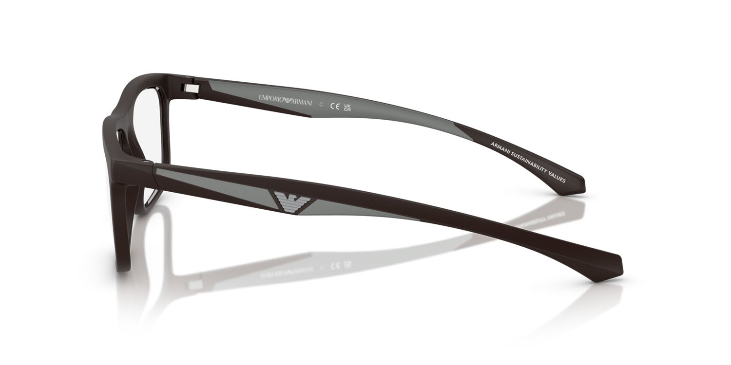 Brillen Emporio Armani EA 3246 (6186) farbe marrone opaco form quadratisch gläser lente demo