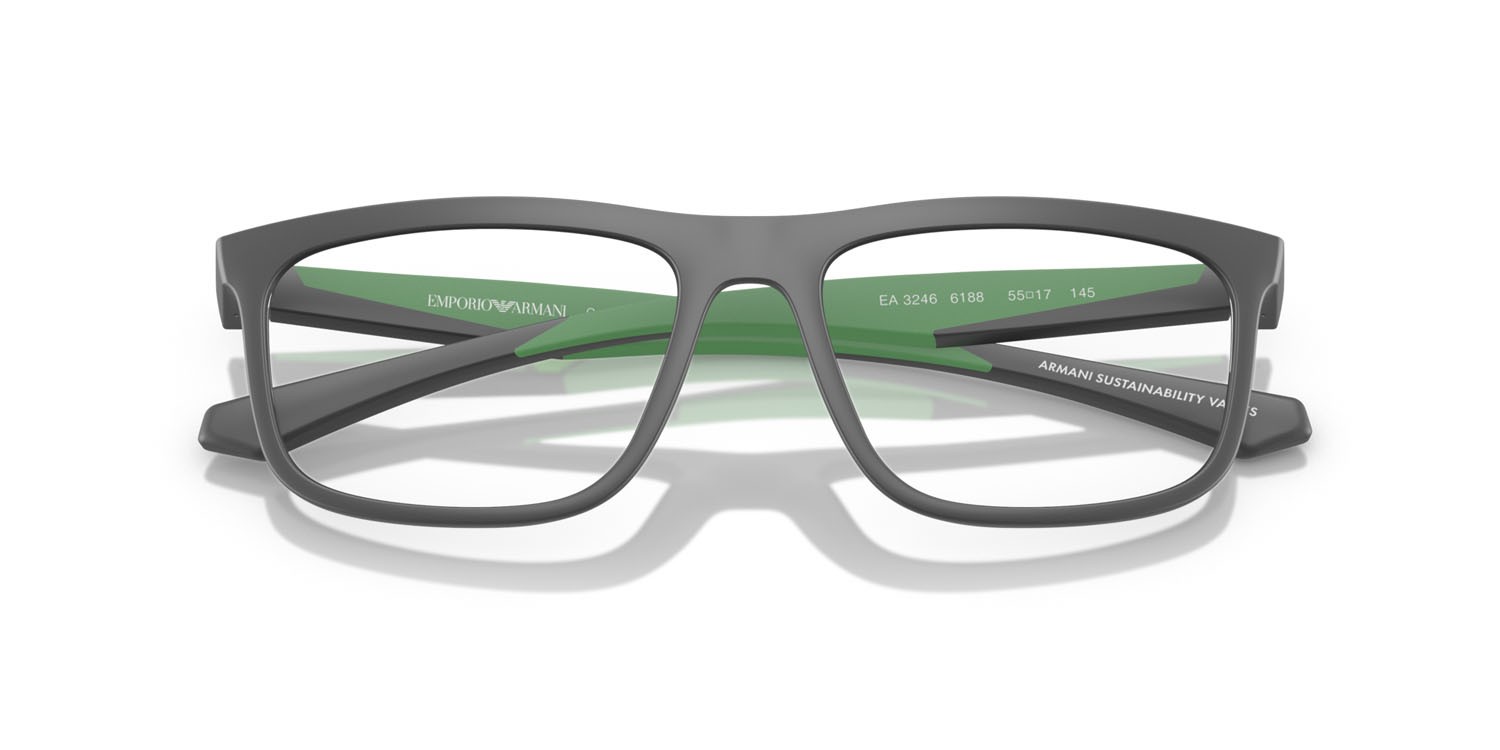 Occhiali da vista Emporio Armani EA 3246 (6188) colore grigio opaco forma quadrato lenti lente demo