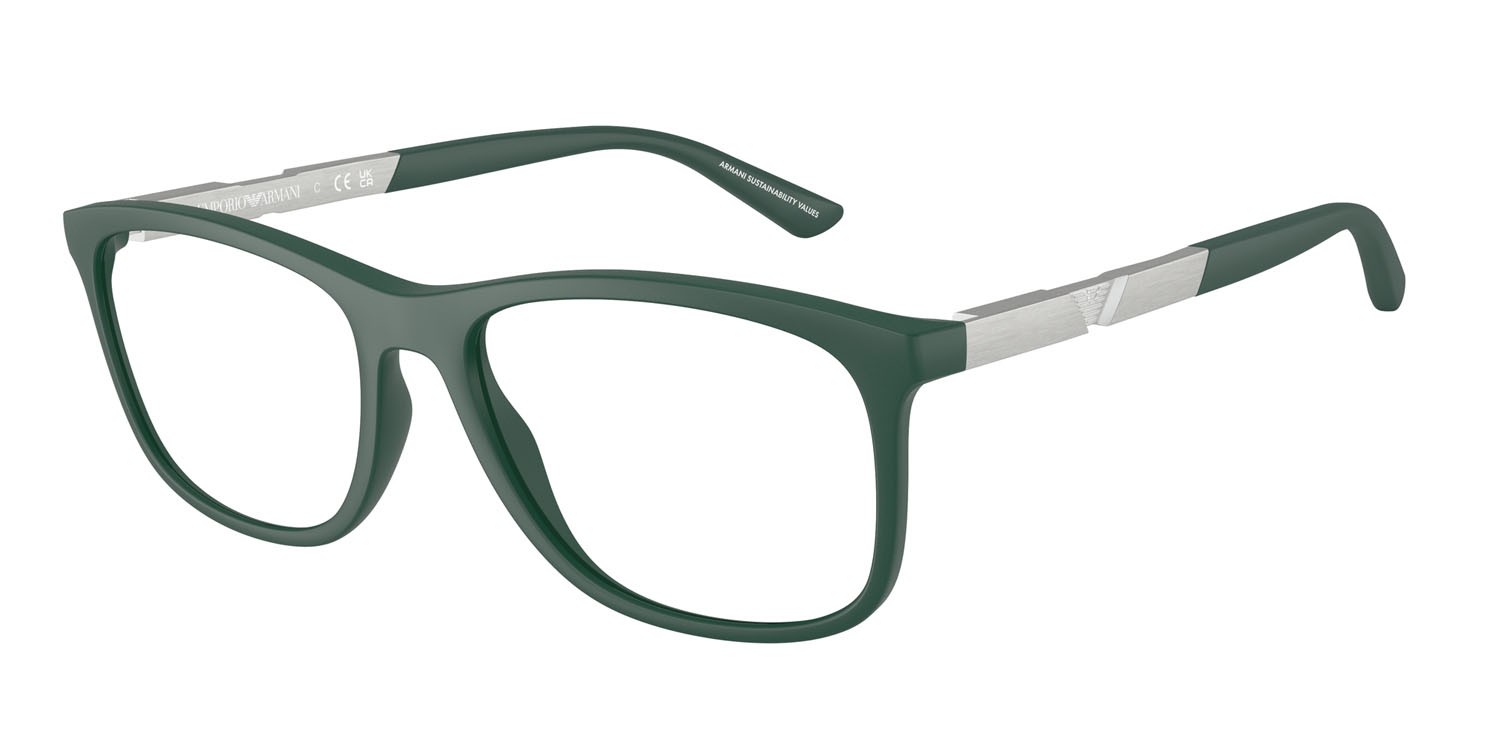 Occhiali da vista Emporio Armani EA 3247 (6190) colore verde scuro opaco forma quadrato lenti lente demo