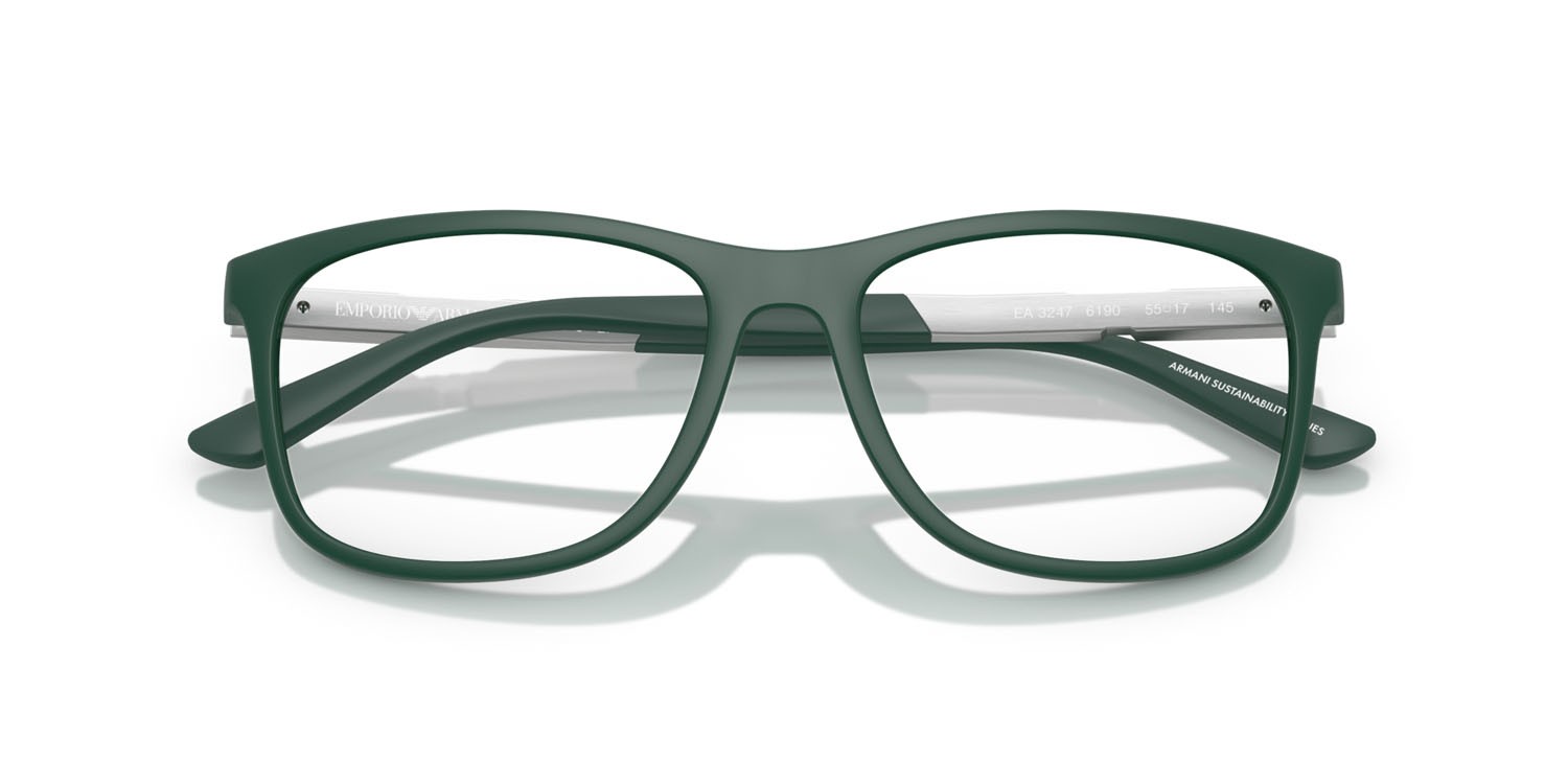 Occhiali da vista Emporio Armani EA 3247 (6190) colore verde scuro opaco forma quadrato lenti lente demo