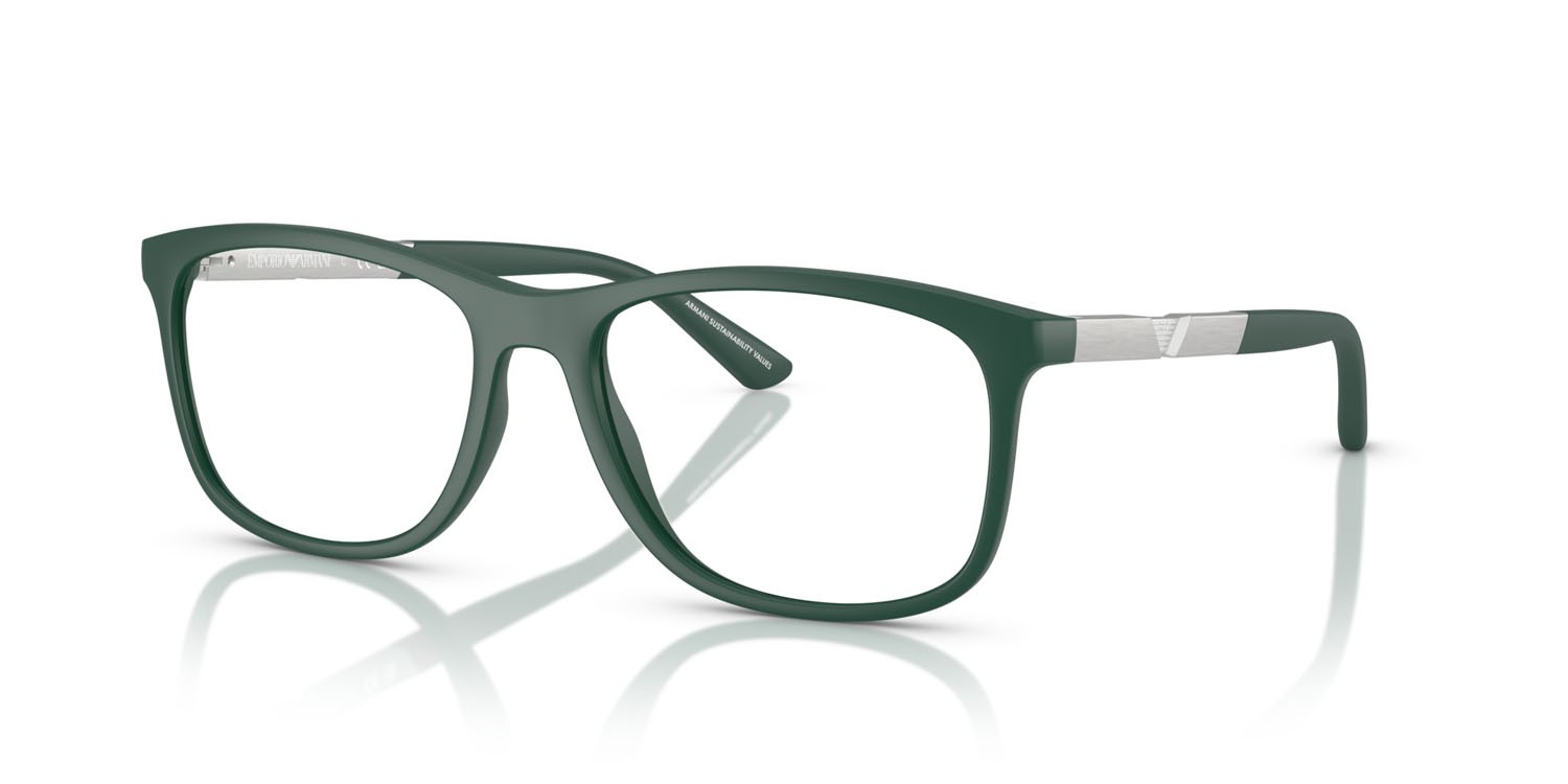 Occhiali da vista Emporio Armani EA 3247 (6190) colore verde scuro opaco forma quadrato lenti lente demo