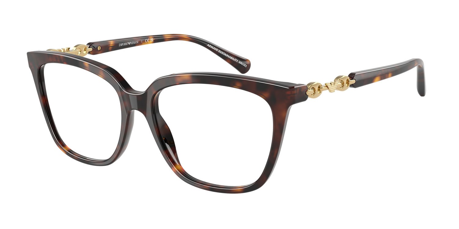 Eyeglasses Emporio Armani EA 3248 (5026) color havana lucido shape cat eye lenses lente demo
