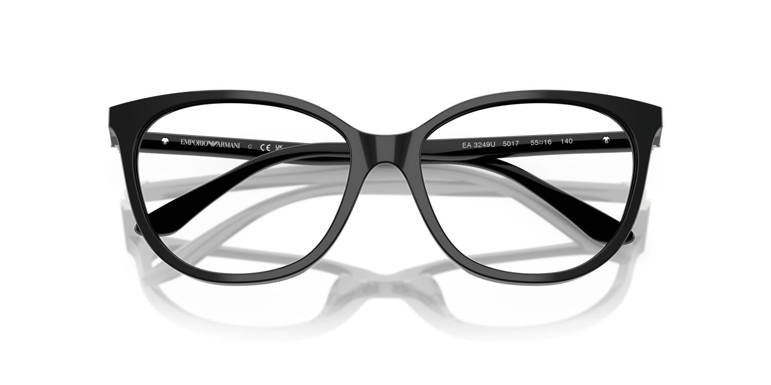 Eyeglasses Emporio Armani EA 3249U (5017) color nero lucido shape cat eye lenses lente demo