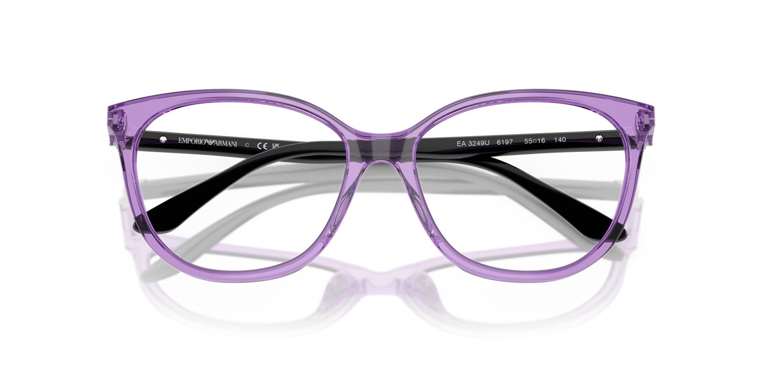 Eyeglasses Emporio Armani EA 3249U (6197) color blu trasparente lucido shape cat eye lenses lente demo