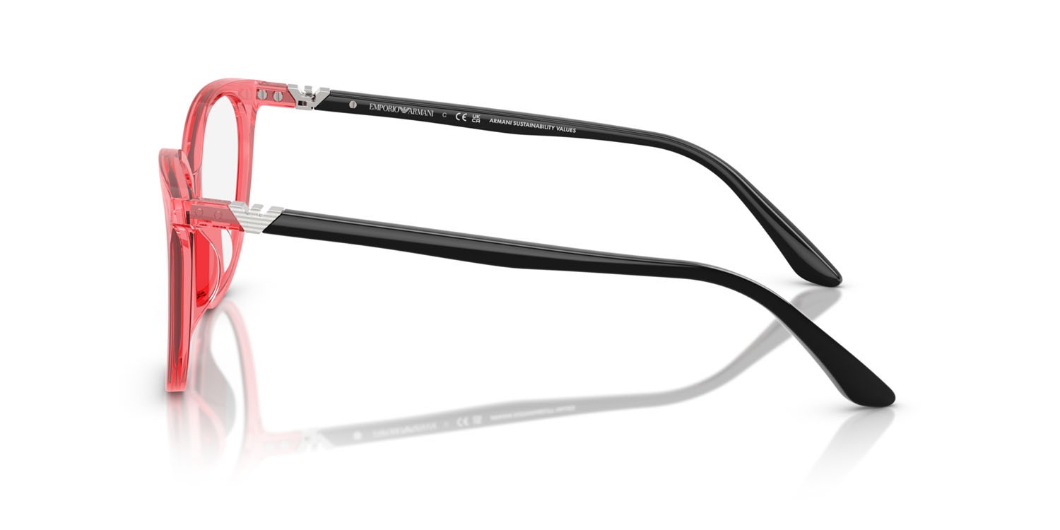 Eyeglasses Emporio Armani EA 3249U (6198) color rosso brillante trasparente shape cat eye lenses lente demo