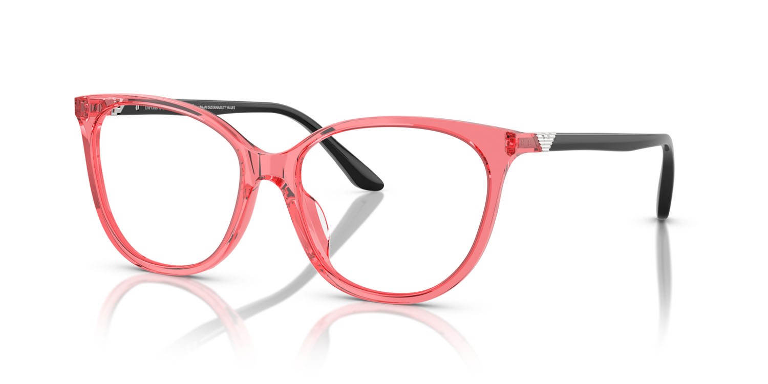 Eyeglasses Emporio Armani EA 3249U (6198) color rosso brillante trasparente shape cat eye lenses lente demo