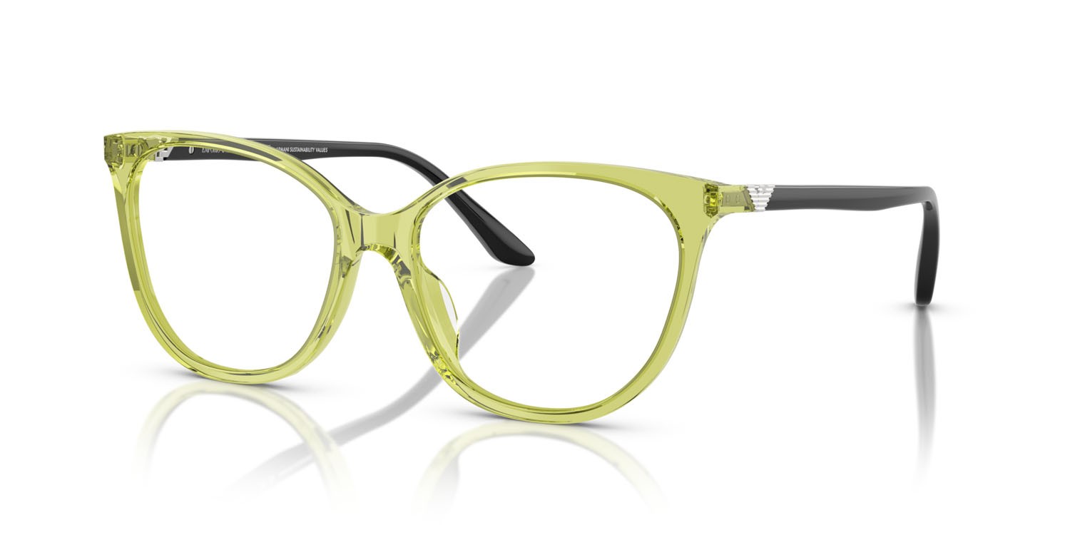 Eyeglasses Emporio Armani EA 3249U (6199) color verde trasparente lucido shape cat eye lenses lente demo