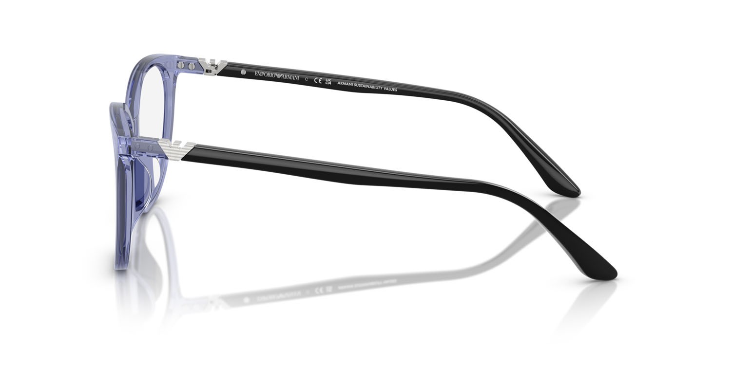 Brillen Emporio Armani EA 3249U (6200) farbe blu trasparente lucido form cat-eye gläser lente demo
