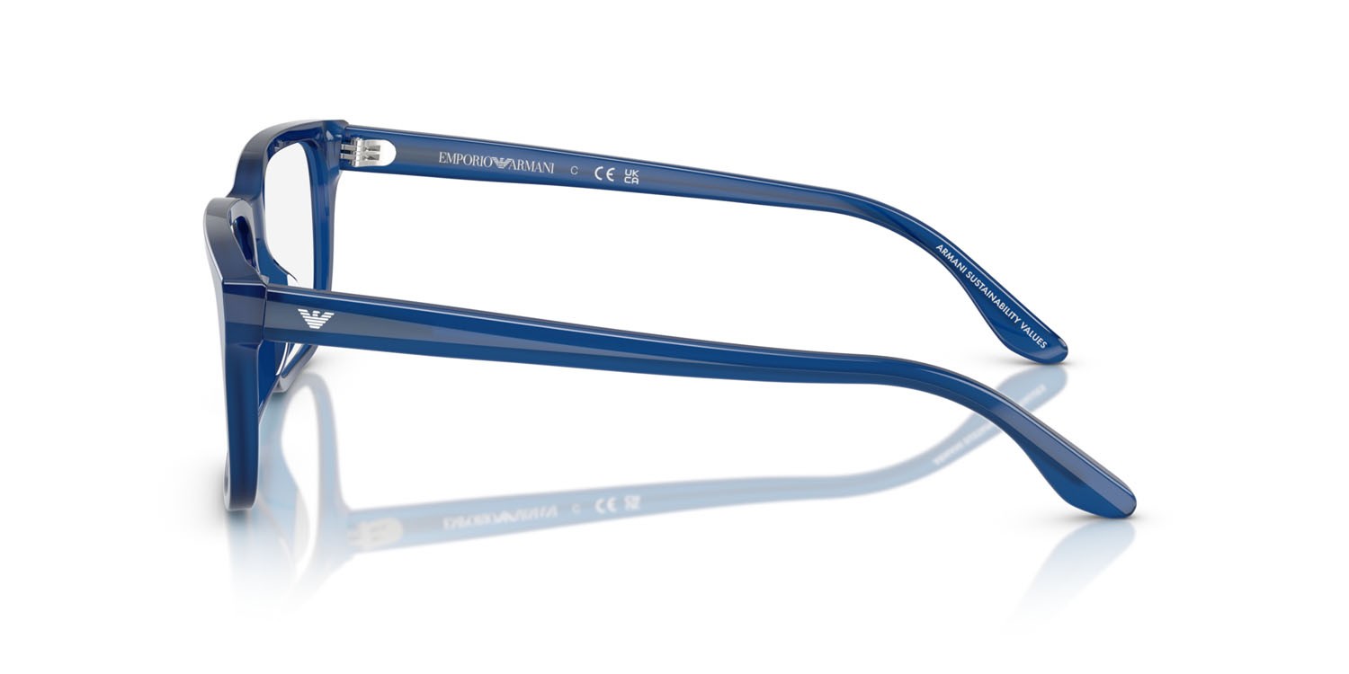 Occhiali da vista Emporio Armani EA 3250U (6201) colore blu opalescente lucido forma rettangolare lenti lente demo