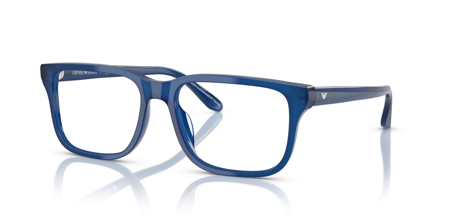 Occhiali da vista Emporio Armani EA 3250U (6201) colore blu opalescente lucido forma rettangolare lenti lente demo