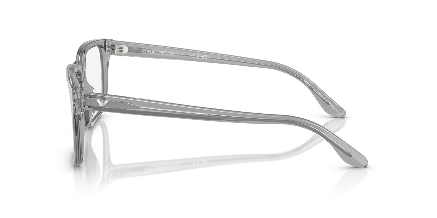 Occhiali da vista Emporio Armani EA 3250U (6202) colore grigio trasparente lucido forma rettangolare lenti lente demo