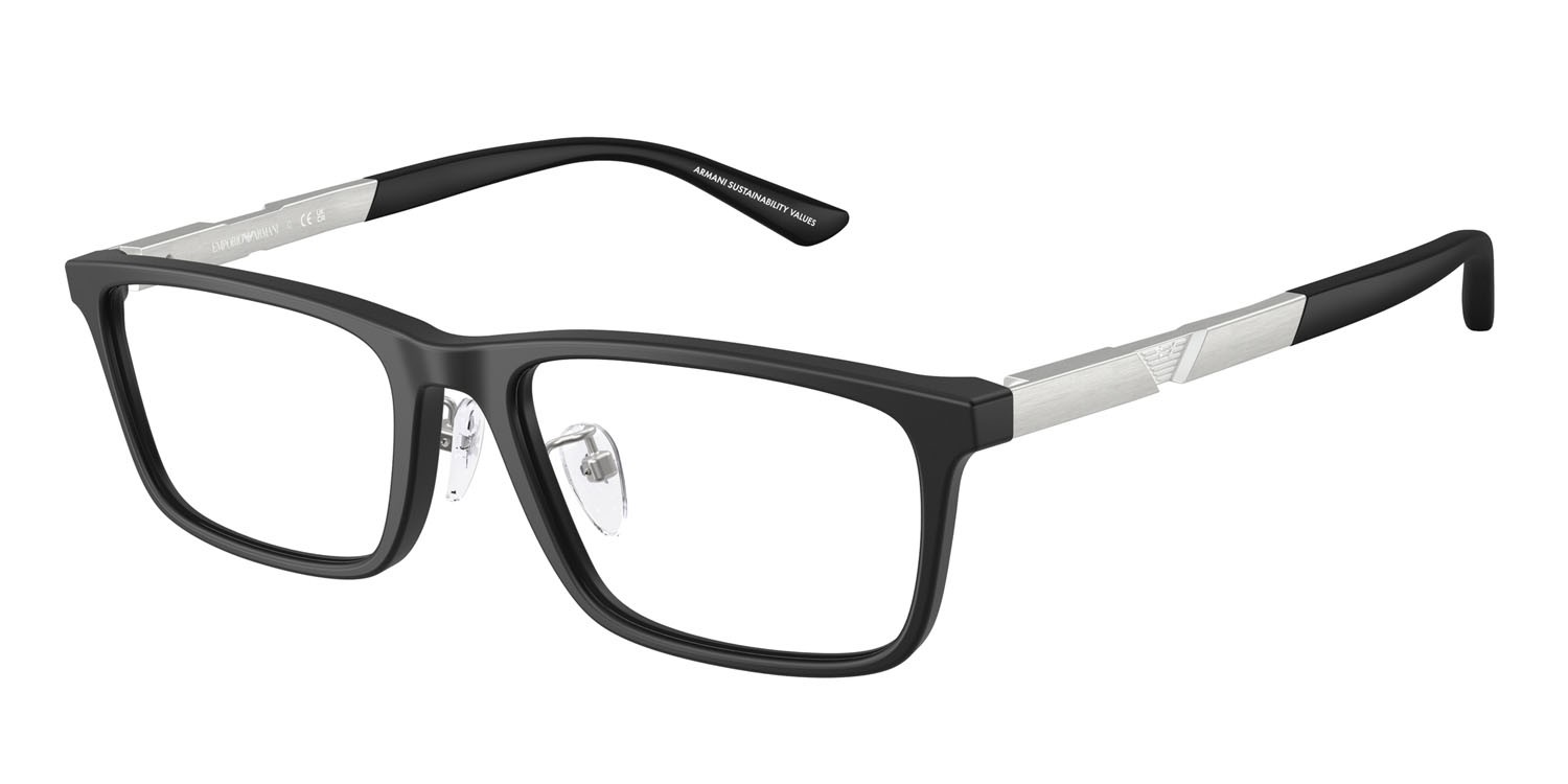 Occhiali da vista Emporio Armani EA 3251D (5001) colore nero opaco forma rettangolare lenti lente demo
