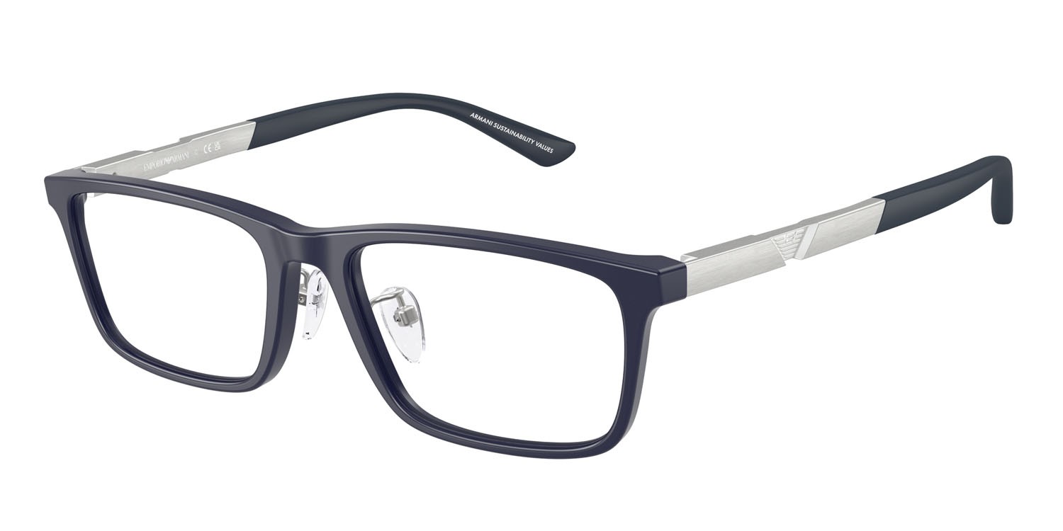Occhiali da vista Emporio Armani EA 3251D (6189) colore blu scuro opaco forma rettangolare lenti lente demo