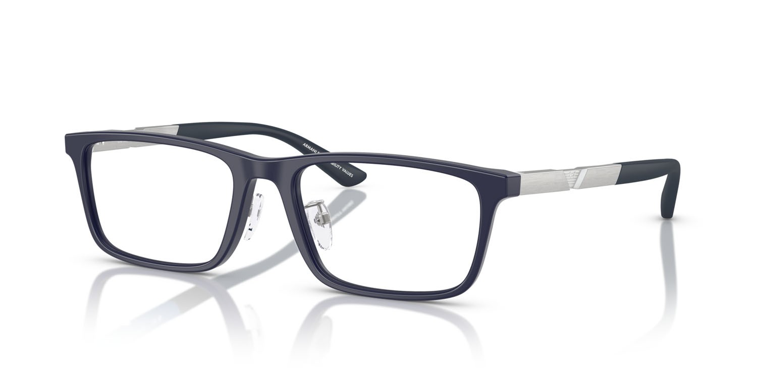 Occhiali da vista Emporio Armani EA 3251D (6189) colore blu scuro opaco forma rettangolare lenti lente demo
