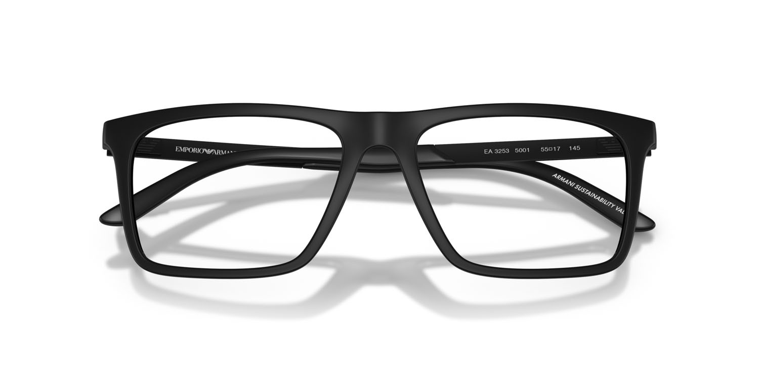 Occhiali da vista Emporio Armani EA 3253 (5001) colore nero opaco forma quadrato lenti lente demo
