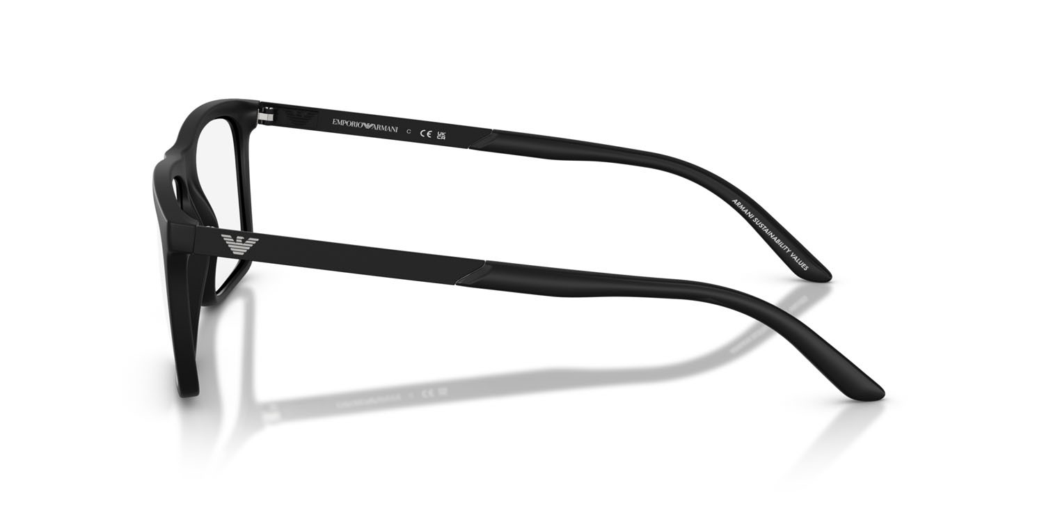Occhiali da vista Emporio Armani EA 3253 (5001) colore nero opaco forma quadrato lenti lente demo
