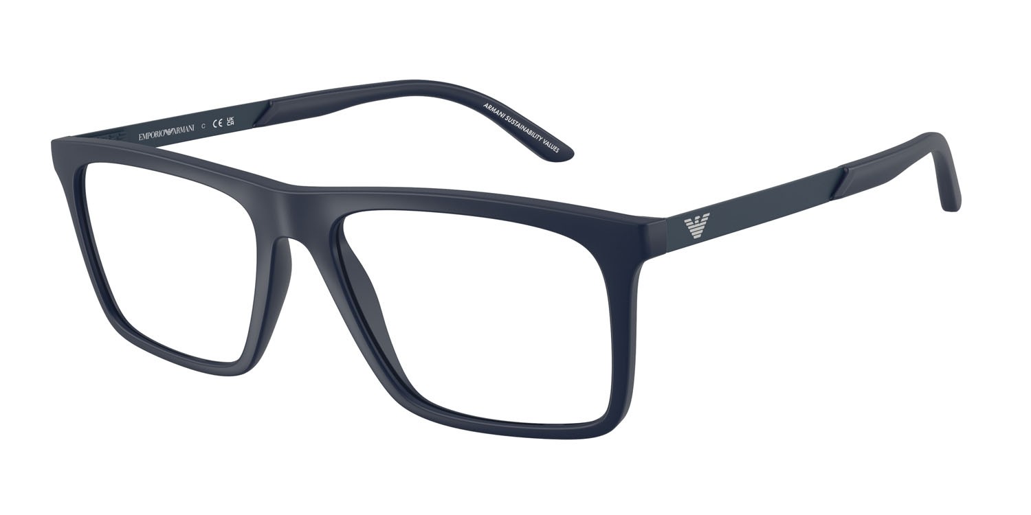 Occhiali da vista Emporio Armani EA 3253 (6244) colore blu opaco forma quadrato lenti lente demo