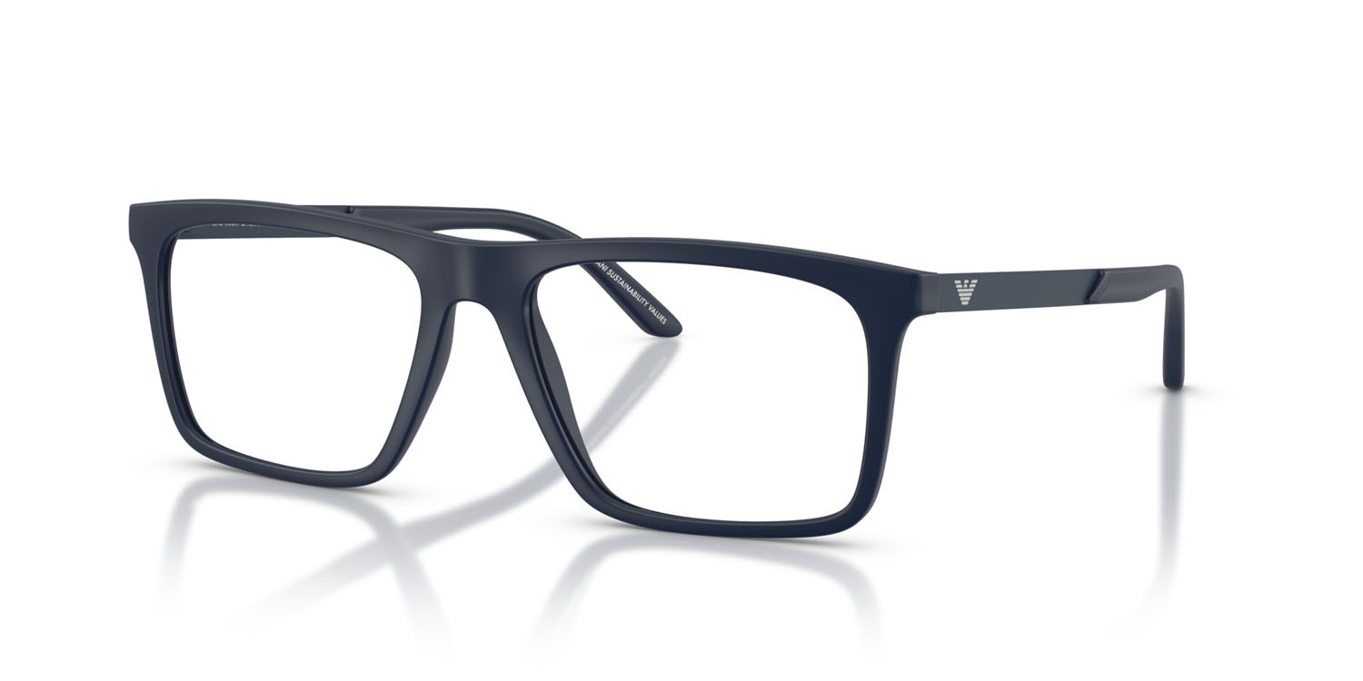 Occhiali da vista Emporio Armani EA 3253 (6244) colore blu opaco forma quadrato lenti lente demo