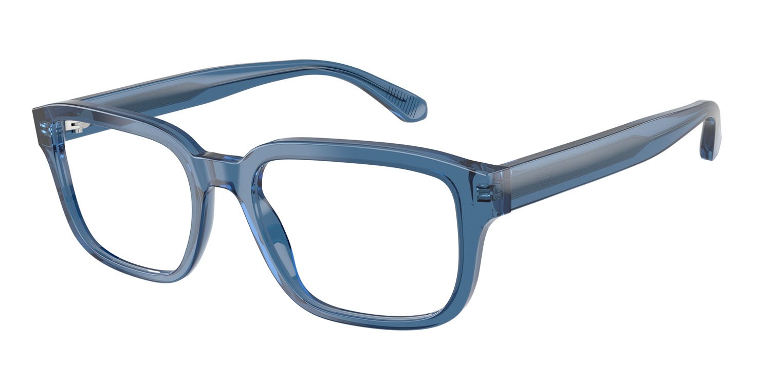 Occhiali da vista Emporio Armani EA 3255 (6247) colore blu trasparente lucido forma quadrato lenti lente demo