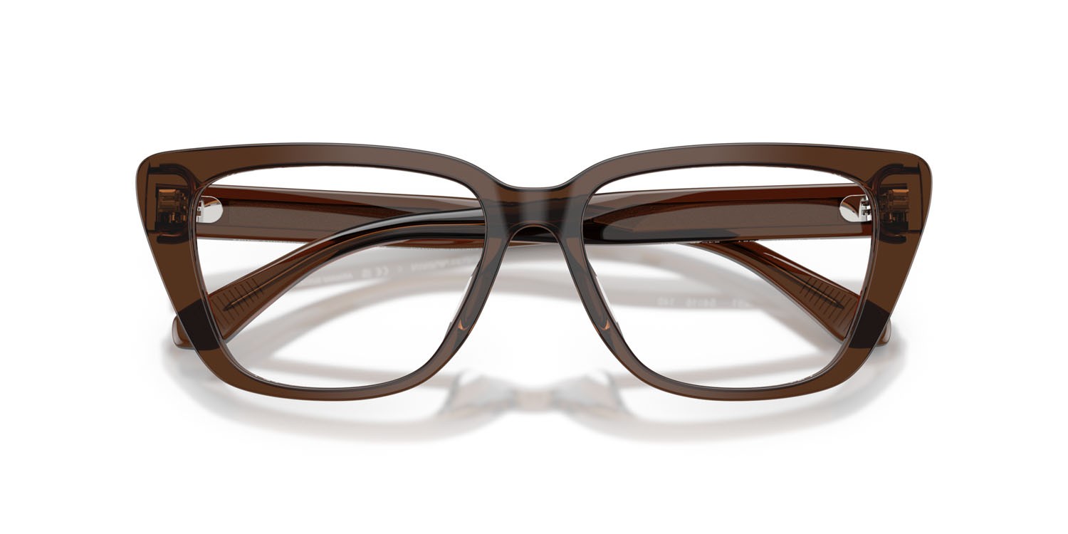 Eyeglasses Emporio Armani EA 3256U (6251) color marrone trasparente lucido shape cat eye lenses lente demo