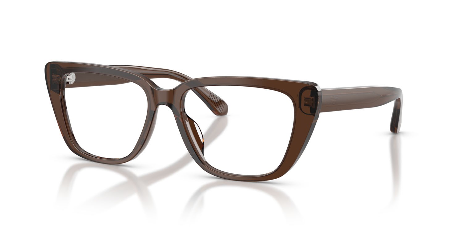 Eyeglasses Emporio Armani EA 3256U (6251) color marrone trasparente lucido shape cat eye lenses lente demo