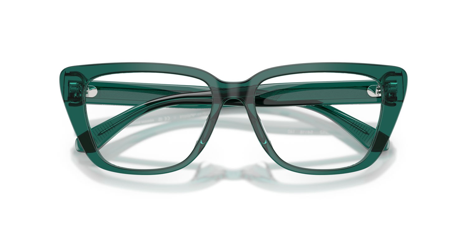 Eyeglasses Emporio Armani EA 3256U (6252) color verde trasparente lucido shape cat eye lenses lente demo