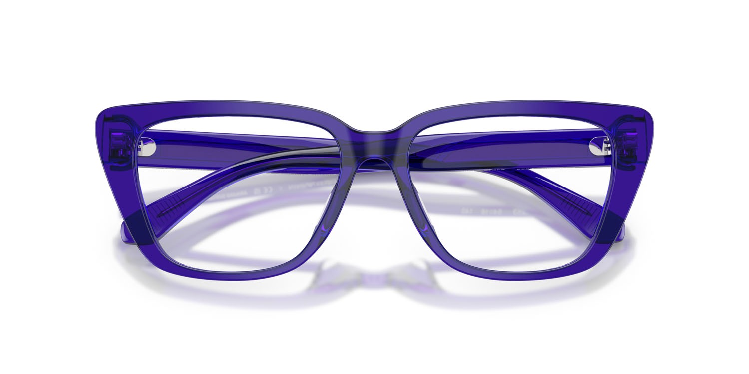 Eyeglasses Emporio Armani EA 3256U (6253) color viola brillante trasparente shape cat eye lenses lente demo